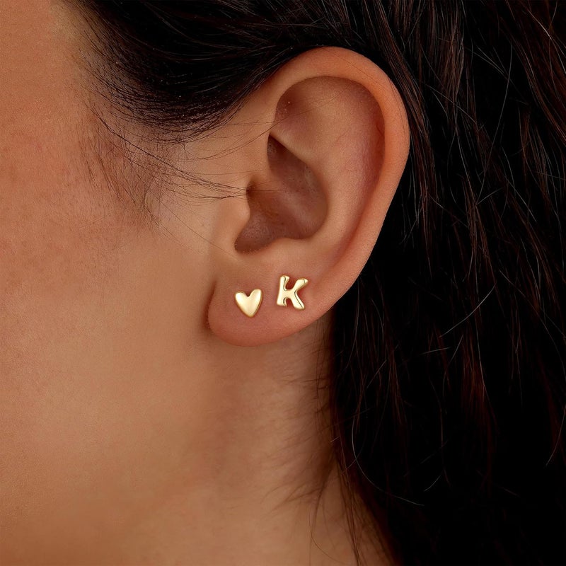 JIAOGE Valentines Day Gifts for Kids Teen Girl Jewelry - 2 Pairs S925 Sterling Silver Post Gold/Rose Gold Heart Initial Stud Earrings for Girls Teen Girl Gifts Hypoallergenic Earring for Women Jewelry - Image 5